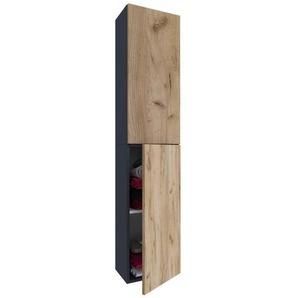 Mid.you Hochschrank VCM Lendas, Anthrazit, Eiche, Honig, Holzwerkstoff, 2 Fächer, 32.6x150x21.7 cm, hängend, Badezimmer, Badezimmerschränke,