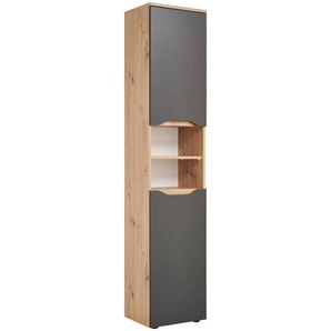 Mid.you Hochschrank, Anthrazit, Holzwerkstoff, 3 Fächer, 40x190x32 cm, stehend, Badezimmer, Badezimmerschränke, Hochschränke