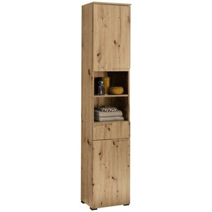 Mid.you Hochschrank, Eiche Artisan, Holzwerkstoff, 3 Fächer, 1 Schubladen, 40x191x32 cm, stehend, Badezimmer, Badezimmerschränke, Hochschränke