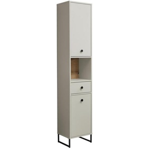 Mid.you Hochschrank, Eiche, Kaschmir, Kunststoff, 3 Fächer, 1 Schubladen, einzeln stellbar, 38x195x32 cm, stehend, Badezimmer, Badezimmerschränke,