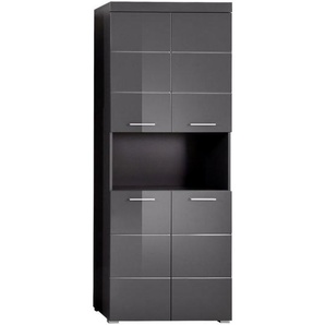 Mid.you Hochschrank , Grau , Kunststoff , 4 Fächer , 73x190x31 cm , Badezimmer, Badezimmerschränke, Hochschränke