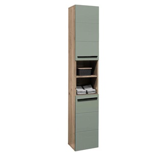 Mid.you Hochschrank, Grün, Eiche, Holzwerkstoff, 2 Fächer, einzeln stellbar, 34x190x31 cm, Made in EU, stehend, Badezimmer, Badezimmerschränke,