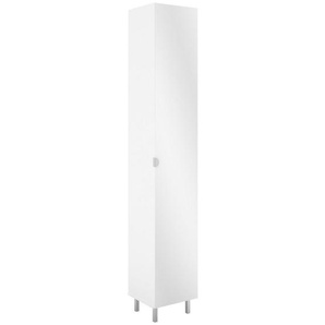 Mid.you Hochschrank FMD Tarragona 1 , Weiß , Glas, Holzwerkstoff , 5 Fächer , 34x196x30 cm , stehend , Badezimmer, Badezimmerschränke, Hochschränke