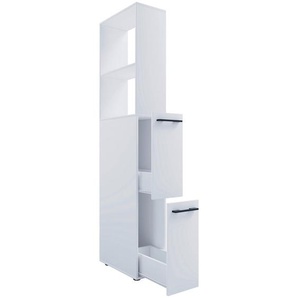 Mid.you Hochschrank, Weiß, Metall, 1 Fächer, 2 Schubladen, 25x183x50 cm, stehend, Badezimmer, Badezimmerschränke, Hochschränke