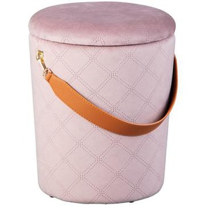 Mid.you Hocker , Altrosa , Holz, Textil , rund , 30x38x30 cm , Stauraum , Wohnzimmer, Hocker, Sitzhocker