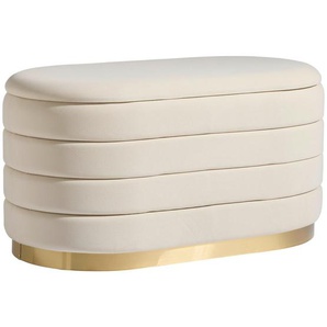 Mid.you Hocker, Beige, Metall, Textil, oval, 80x42x42 cm, Stauraum, Wohnzimmer, Hocker, Sitzhocker