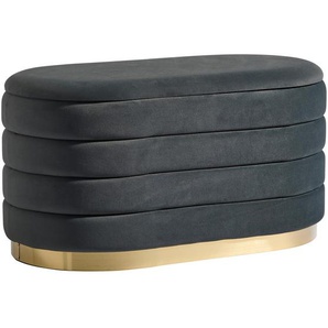 Mid.you Hocker, Dunkelgrau, Metall, Textil, oval, 80x42x42 cm, Stauraum, Wohnzimmer, Hocker, Sitzhocker