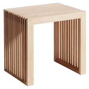 Mid.you Hocker, Holz, Bambus, vollmassiv, quadratisch, 45x43x35 cm, Wohnzimmer, Hocker, Sitzhocker