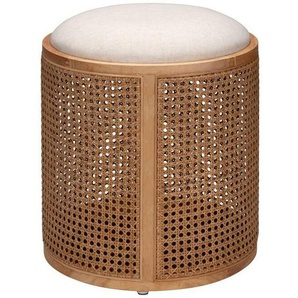 Mid.you Hocker, Natur, Beige, Holz, Textil, Rattan, Kautschukholz, massiv, rund, 40x45x40 cm, Stauraum, Wohnzimmer, Hocker, Sitzhocker
