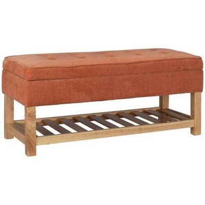 Mid.you Hockerbank, Natur, Orange, Holz, Textil, Kiefer, Kautschukholz, massiv, Sperrholz, 1-Sitzer, 110x49x43 cm, Abstellfläche, Esszimmer, Bänke,