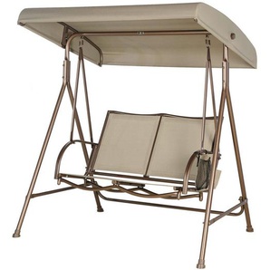 Mid.you Hollywoodschaukel , Beige, Bronze , Metall, Textil , 162x177x125 cm , wetterfest, UV-beständig , Gartenmöbel, Hollywoodschaukeln
