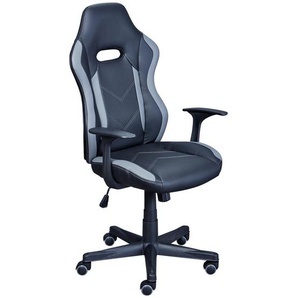 Mid.you Jugenddrehstuhl, Grau, Schwarz, Textil, Füllung: Schaumstoff, Drehkreuz, 65x107x63 cm, Wippmechanik mit Härtegradeinstellung, Sitzfläche 360° drehbar, inklusive Armlehnen, abwischbar, Arbeitszimmer, Bürostühle, Jugend- & Kinderdrehstühle