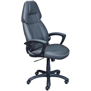 Mid.you Jugenddrehstuhl, Grau, Schwarz, Textil, Füllung: Schaumstoff, Drehkreuz, 65x123x71 cm, Wippmechanik mit Härtegradeinstellung, Sitzfläche 360° drehbar, inklusive Armlehnen, abwischbar, Arbeitszimmer, Bürostühle, Jugend- & Kinderdrehstühle