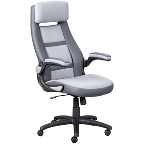 Mid.you Jugenddrehstuhl, Hellgrau, Dunkelgrau, Textil, Füllung: Schaumstoff, Drehkreuz, 64x119x76 cm, Wippmechanik mit Härtegradeinstellung, Sitzfläche 360° drehbar, inklusive Armlehnen, abwischbar, Arbeitszimmer, Bürostühle, Jugend- & Kinderdrehstühle