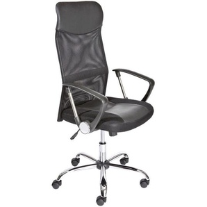Mid.you Jugenddrehstuhl, Schwarz, Metall, Kunststoff, Textil, Leder, Lederlook, Füllung: Schaumstoff, Drehkreuz, 64x112x59 cm, Sitzfläche 360° drehbar, inklusive Armlehnen, abwischbar, Arbeitszimmer, Bürostühle, Jugend- & Kinderdrehstühle