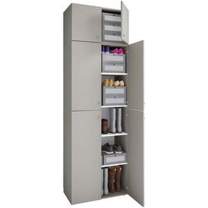 Mid.you Kleiderschrank VCM Lona Xxl, Grau, Kunststoff, 3 Fächer, 70x223x39 cm, Schlafzimmer, Kleiderschränke, Drehtürenschränke