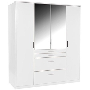 Mid.you Kleiderschrank Wimex Aachen, Weiß, Kunststoff, 4 Fächer, 4 Schubladen, 180x198x58 cm, BQ - Bündnis für Qualität, Made in Germany, DIN EN ISO