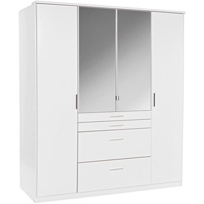 Mid.you Kleiderschrank Wimex Aachen, Weiß, Kunststoff, 4 Fächer, 4 Schubladen, 180x198x58 cm, BQ - Bündnis für Qualität, Made in Germany, DIN EN ISO