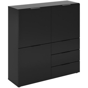 Mid.you Kommode, Schwarz, Kunststoff, 5 Fächer, 3 Schubladen, 100x101x32 cm, Made in Germany, stehend, Wohnzimmer, Kommoden & Sideboards, Kommoden