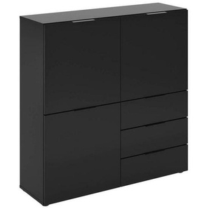 Mid.you Kommode, Schwarz, Kunststoff, 5 Fächer, 3 Schubladen, 100x101x32 cm, Made in Germany, stehend, Wohnzimmer, Kommoden & Sideboards, Kommoden
