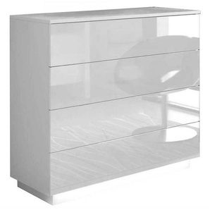 Mid.you Kommode, Weiß Hochglanz, Holzwerkstoff, 4 Schubladen, 95x84x40 cm, Made in EU, stehend, Beleuchtung, Wohnzimmer, Kommoden & Sideboards,