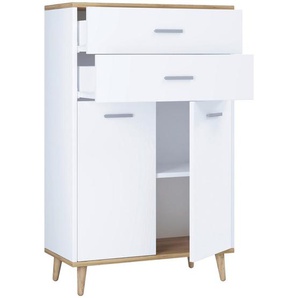 Mid.you Kommode VCM Landos, Weiß, Holzwerkstoff, 1 Fächer, 2 Schubladen, 60x97x28 cm, stehend, Wohnzimmer, Kommoden & Sideboards, Kommoden