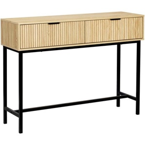 Mid.you Konsolentisch, Natur, Schwarz, Metall, 2 Schubladen, rechteckig, eckig, 100x74.5x30 cm, Fsc, einfacher Aufbau, Wohnzimmer, Wohnzimmertische,