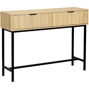 Mid.you Konsolentisch, Natur, Schwarz, Metall, 2 Schubladen, rechteckig, eckig, 100x74.5x30 cm, Fsc, einfacher Aufbau, Wohnzimmer, Wohnzimmertische,
