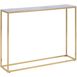 Mid.you Konsolentisch, Weiß, Gold, Metall, Glas, 26x80.5 cm, Reach, Wohnzimmer, Wohnzimmertische, Konsolentische