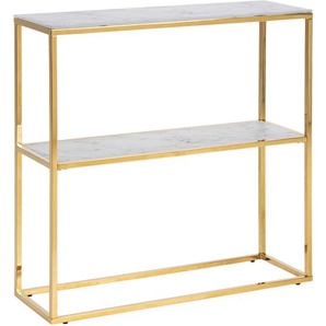 Mid.you Konsolentisch , Weiß, Gold , Metall, Glas , Marmoroptik , 26x80.5 cm , Wohnzimmer, Wohnzimmertische, Konsolentische