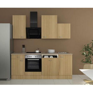 Mid.you Küchenblock , Creme, Buche, Edelstahl , 220 cm , links aufbaubar, rechts aufbaubar , Küchen, Küchenzeilen & Küchenblöcke, Küchenzeilen mit Geräten