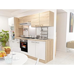 Mid.you Küchenblock , Weiß, Eiche , 1 Schubladen , 270 cm , links aufbaubar, rechts aufbaubar , Küchen, Küchenzeilen & Küchenblöcke