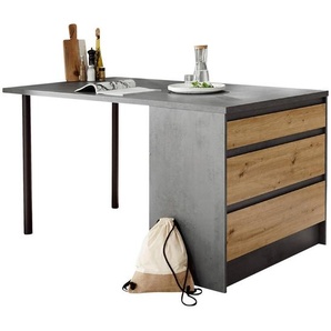 Mid.you Kücheninsel Troja, Anthrazit, Eiche Artisan, Holzwerkstoff, 3 Schublade(n) Schubladen, nur wie online abgebildet bestellbar, 180x91x90 cm, Küchen, Küchenmöbel, Kücheninseln