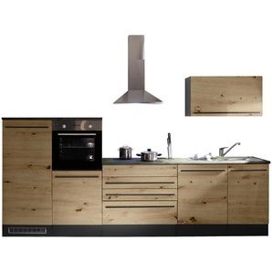 Mid.you Küchenleerblock, Anthrazit, Eiche Artisan, Kunststoff, 3 Schubladen, seitenverkehrt montierbar, nur wie online abgebildet bestellbar, 320 cm,