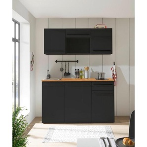 Mid.you Küchenleerblock Jazz Single, Schwarz, Eiche, Kunststoff, 1 Schubladen, nur wie online abgebildet bestellbar, 160x212x60 cm, Küchen, Küchenzeilen & Küchenblöcke, Küchenzeilen ohne Geräte