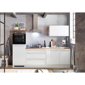 Mid.you Küchenleerblock, Weiß, Weiß Hochglanz, Kunststoff, 3 Schubladen, nur wie online abgebildet bestellbar, 260 cm, höhenverstellbare Füße, Küchen,