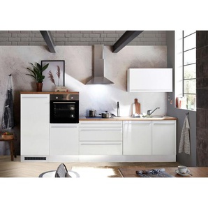 Mid.you Küchenleerblock, Weiß, Weiß Hochglanz, Kunststoff, 3 Schubladen, nur wie online abgebildet bestellbar, 320 cm, höhenverstellbare Füße, Küchen,