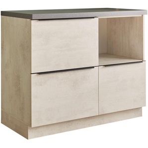 Mid.you Küchenunterschrank, Anthrazit, Weiß, Kunststoff, 3 Schublade(n) Schubladen, einzeln stellbar, 110x94x60 cm, Küchen, Küchenmöbel, Küchenschränke, Küchenunterschränke