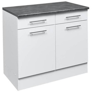 Mid.you Küchenunterschrank, Grau, Weiß, Metall, 1 Fächer, 2 Schubladen, 100x90x60 cm, Küchen, Küchenmöbel, Küchenschränke, Küchenunterschränke