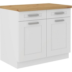 Mid.you Küchenunterschrank, Weiß, Metall, 1 Fächer, 2 Schubladen, 100x86x60 cm, Küchen, Küchenmöbel, Küchenschränke, Küchenunterschränke