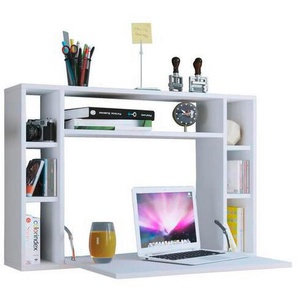 Mid.you Laptoptisch, Weiß, Holzwerkstoff, rechteckig, 20x60x90 cm, klappbar, Stauraum, Regal, Wandmontage, Arbeitszimmer, Schreibtische,
