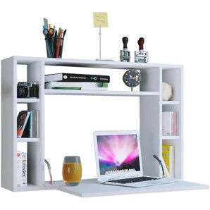 Mid.you Laptoptisch, Weiß, Holzwerkstoff, rechteckig, 20x60x90 cm, klappbar, Stauraum, Regal, Wandmontage, Arbeitszimmer, Schreibtische, Laptoptische