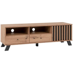 Mid.you Lowboard, Anthrazit, Eiche Artisan, Metall, 2 Schublade(n) Schubladen, 138x44x40 cm, Wohnzimmer, Wohnwände, Lowboards