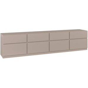Mid.you Lowboard Bern, Beige, Holzwerkstoff, 4 Schubladen, 225x52.5x40 cm, Fsc, stehend, Wohnzimmer, Wohnwände, Lowboards