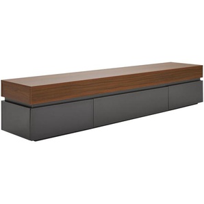 Mid.you Lowboard, Grau, Walnuss, Holzwerkstoff, 3 Schubladen, 200x38x40 cm, Wohnzimmer, Wohnwände, Lowboards