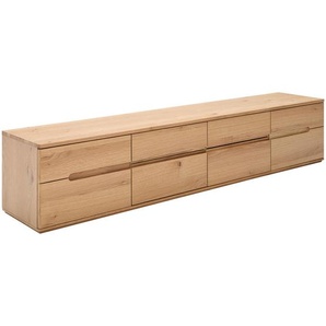 Mid.you Lowboard, Natur, Holz, Holzwerkstoff, Eiche, furniert, massiv, 8 Schubladen, 200x40x40 cm, Holzmöbel, Kleinmöbel Holz, Holzkommoden, Lowboards Holz