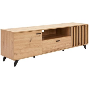 Mid.you Lowboard Oslo, Schwarz, Eiche, Metall, 1 Schublade(n) Schubladen, 170x40x49 cm, Bsci, Wohnzimmer, Wohnwände, Lowboards