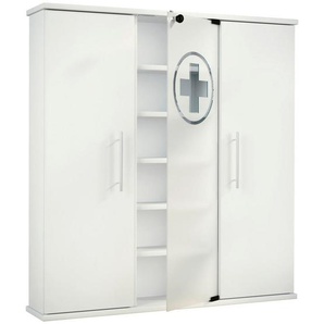 Mid.you Medizinschrank, Weiß, Holzwerkstoff, 15 Fächer, 86x91.5x18 cm, Badezimmer, Badezimmerschränke, Medizinschränke