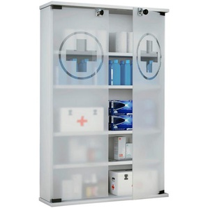 Mid.you Medizinschrank, Weiß, Holzwerkstoff, 5 Fächer, 60x91x17.2 cm, Badezimmer, Badezimmerschränke, Medizinschränke