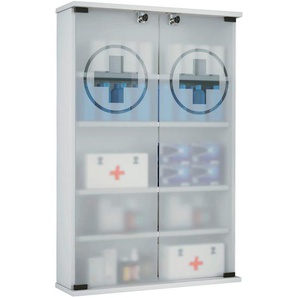 Mid.you Medizinschrank VCM Janula, Weiß, Holzwerkstoff, 5 Fächer, 60x91x17.2 cm, Badezimmer, Badezimmerschränke, Medizinschränke